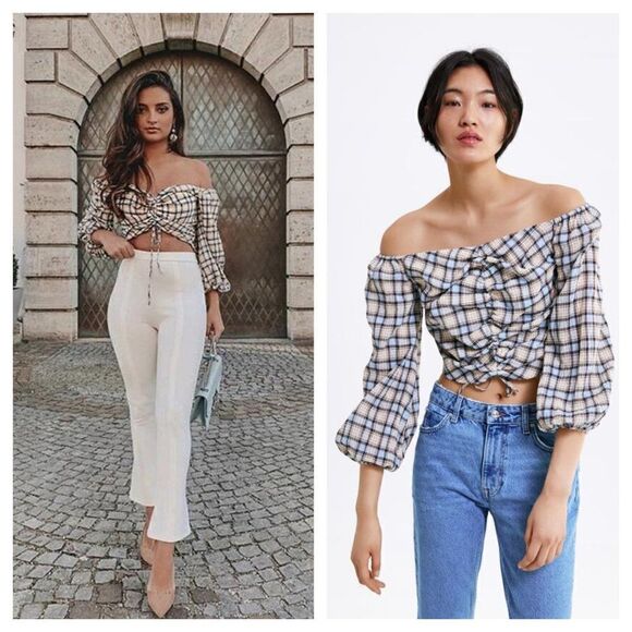 ZARA Plaid Cropped Top  - Picture 4 of 4